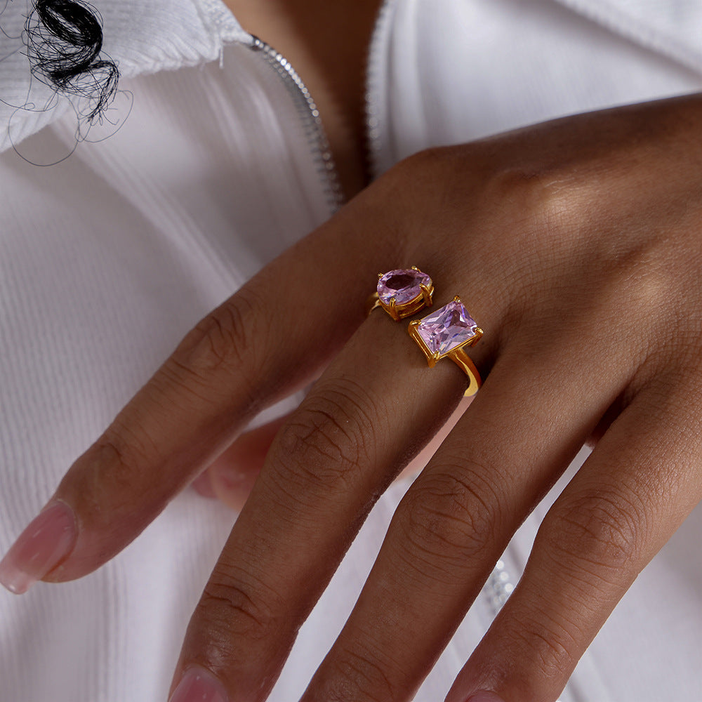 Fading Special Interest Light Luxury Color Open Rings