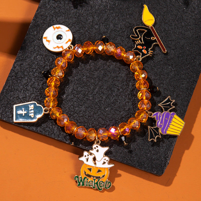 Halloween Element Female Pumpkin Skull Ghost Cat Bat Bracelets