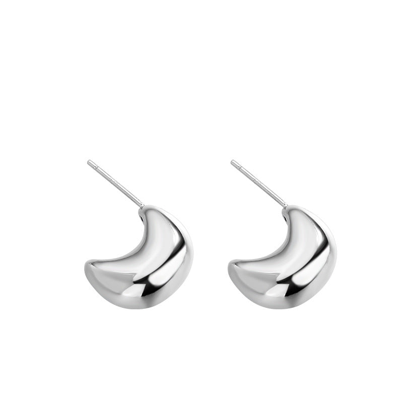 Simple Semicircle Metal Glossy Small Ear Earrings