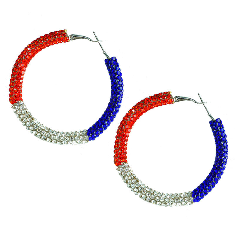 Day Ear Rhinestone Patriotic Color Matching Earrings