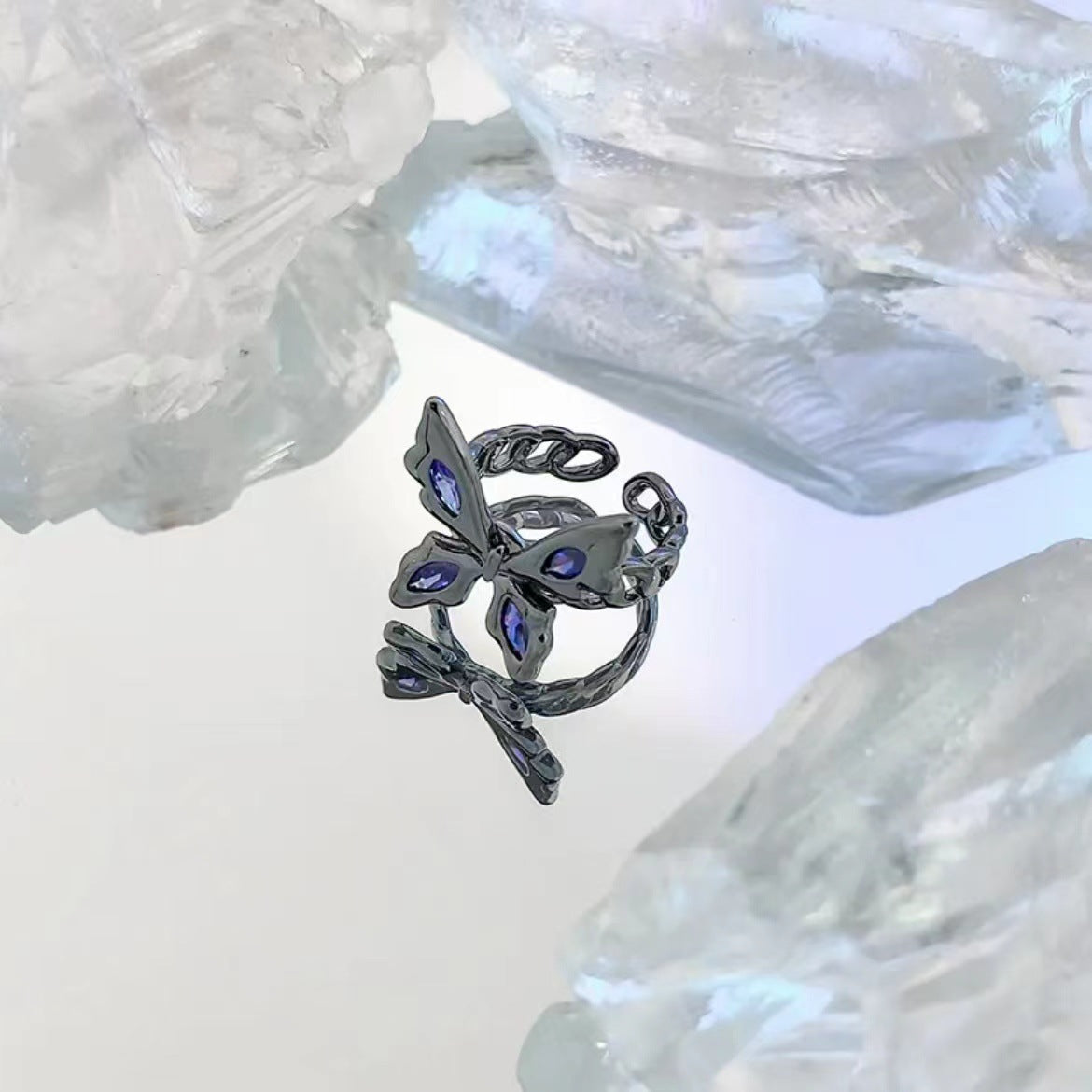 Cool Hot Purple Butterfly Opening Female Rings