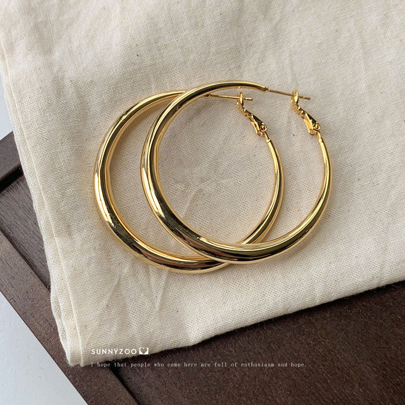 Women's Cold Style Simple Retro Circle Sier Needle Niche Earrings