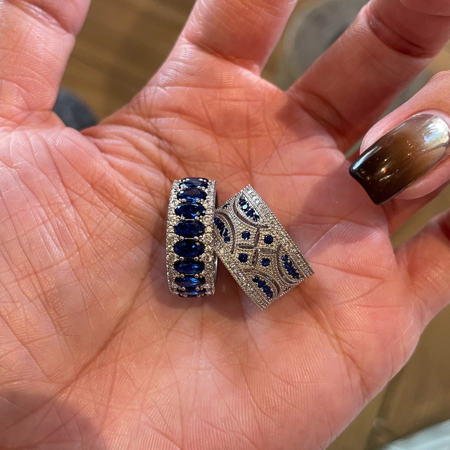 Blue Stone Middle Ancient Index Finger Rings