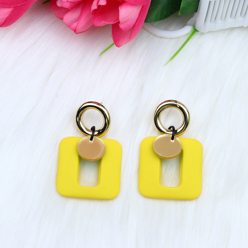 Women's Simple Fashion Personality Mature Square Hollow Earrings