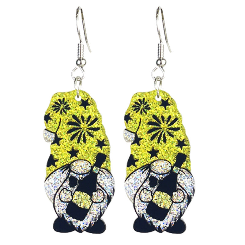 Celebration Year's Day Cross Fireworks Champagne Earrings