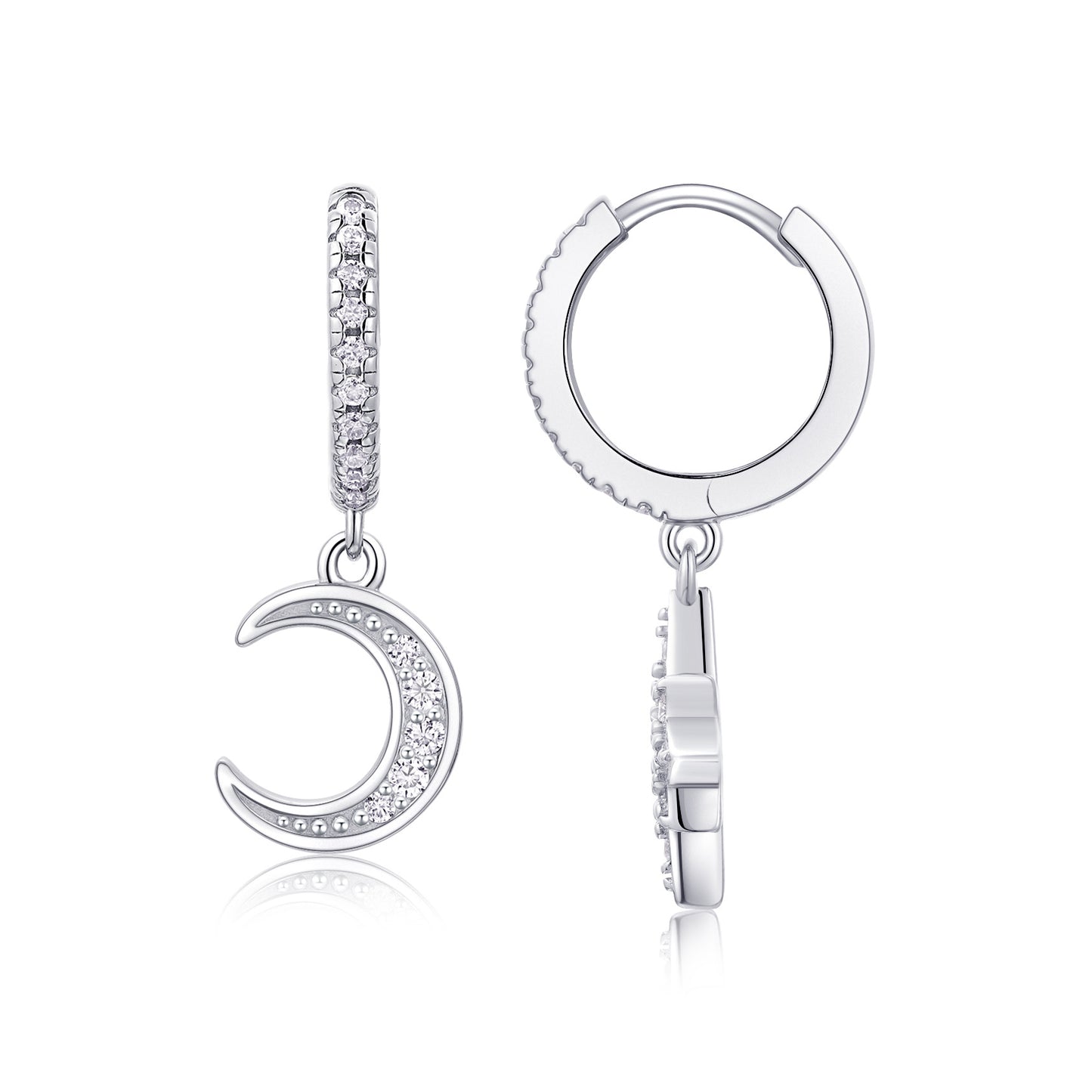 Sier Star Moon Ear Female Niche Live Earrings