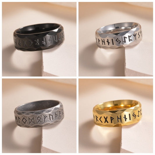 Men's Force Laboratories Rune Titanium Steel Antique Rings