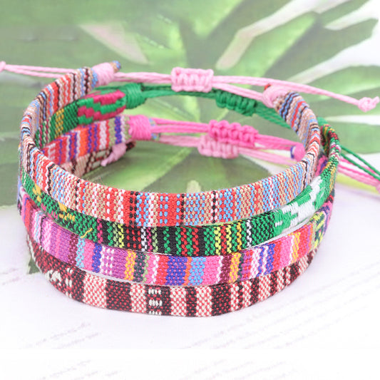 Style Cotton Linen Woven Fabric Carrying Bracelets
