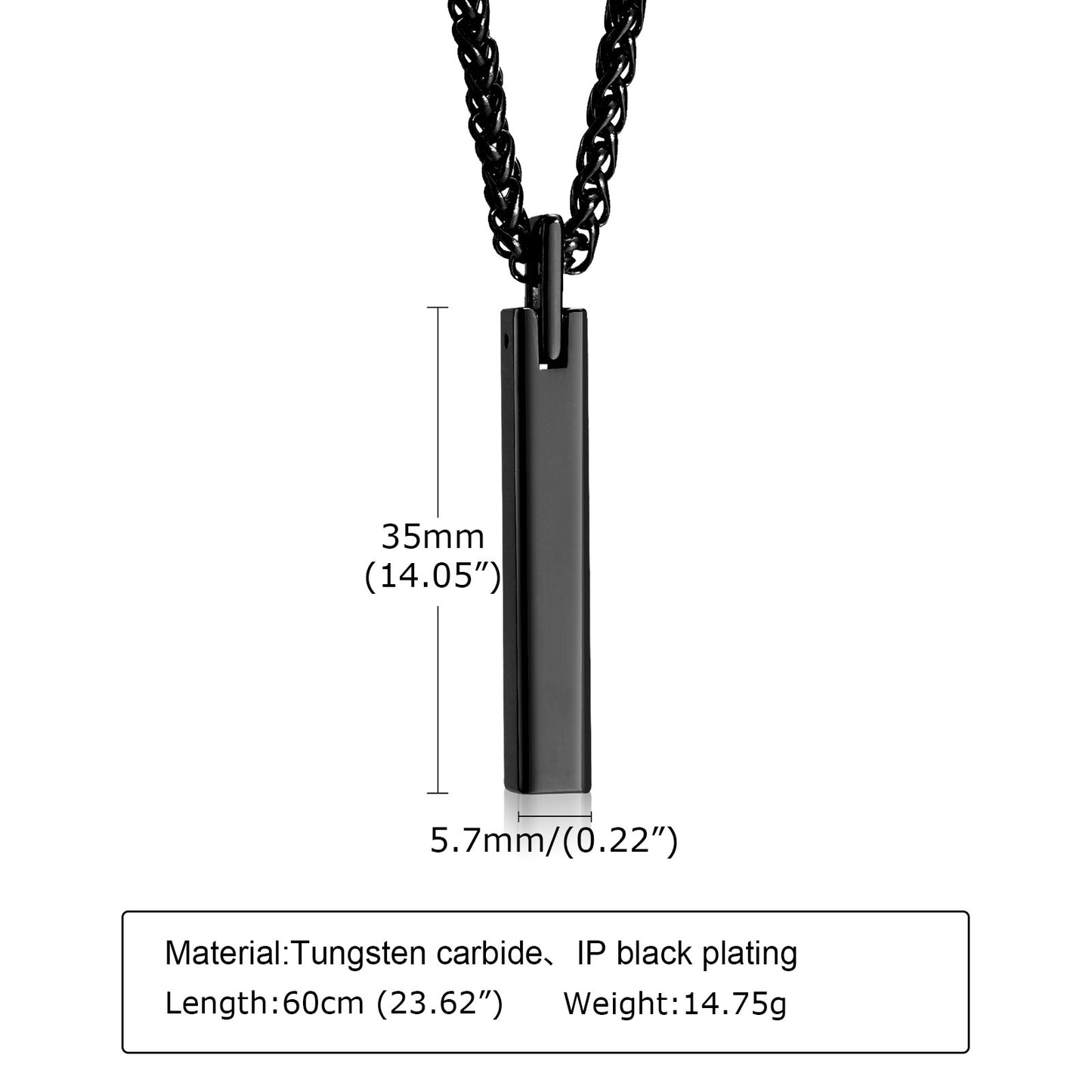 Men's Glossy Tungsten Steel Plain Long Wax Pendants