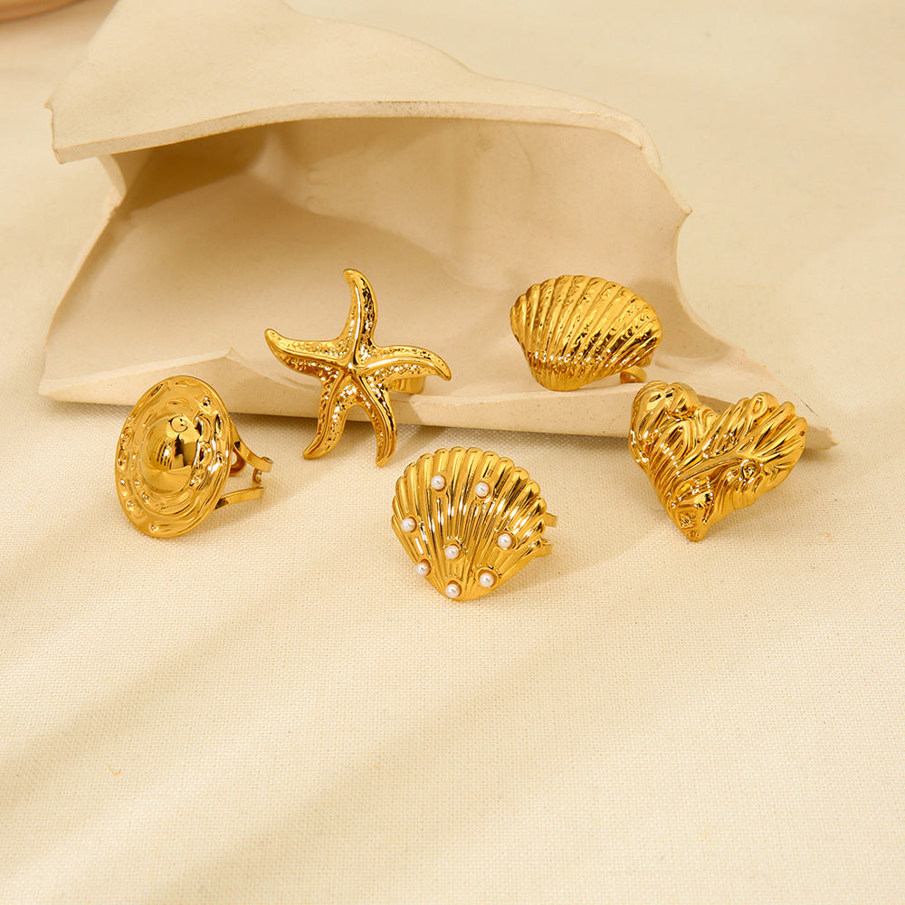 Dragonfly Starfish Eye-catching High-grade Gold-plated Hand Rings