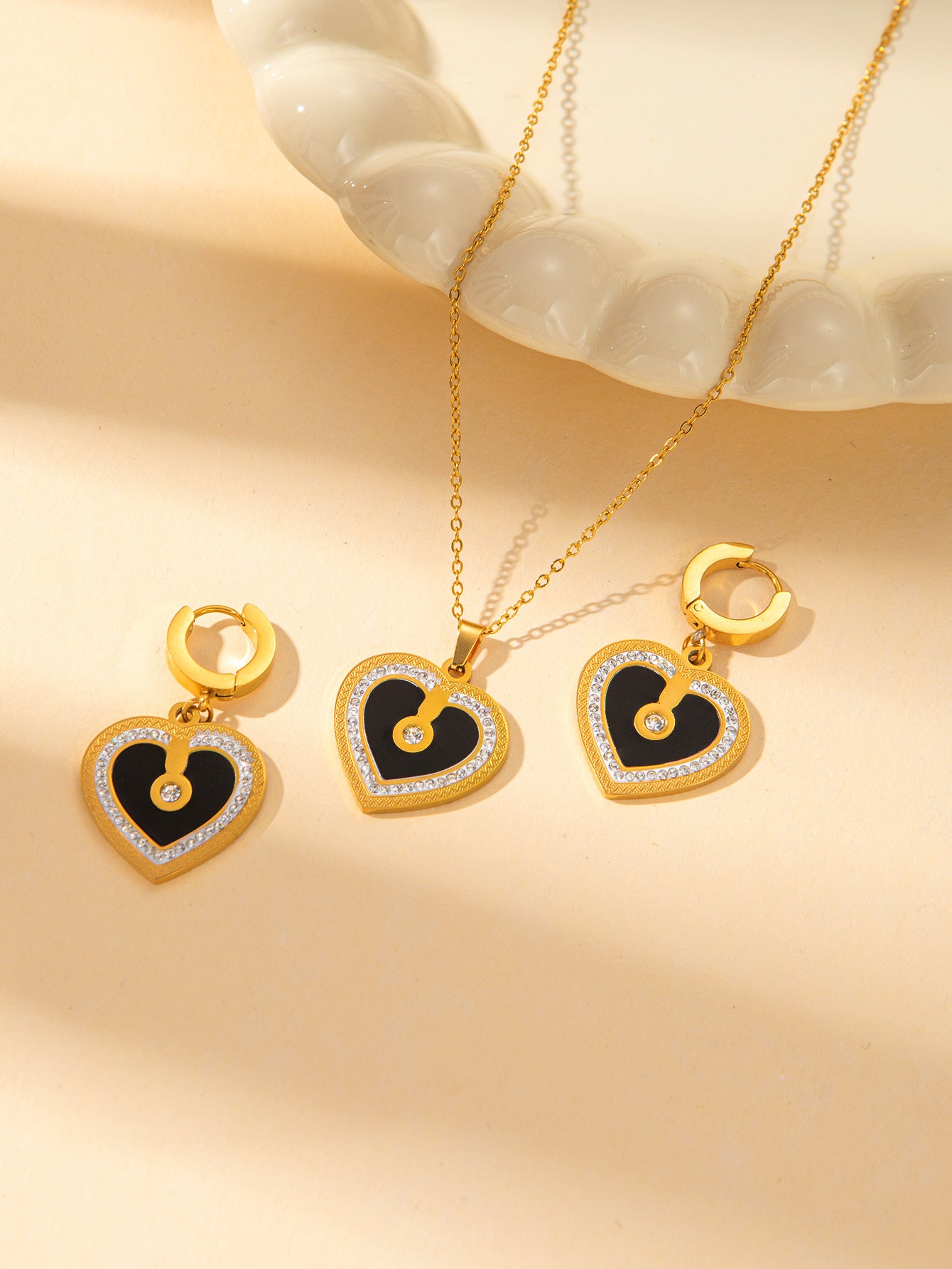 Women's Female With Hearts Zircon Light Luxury Design Earrings