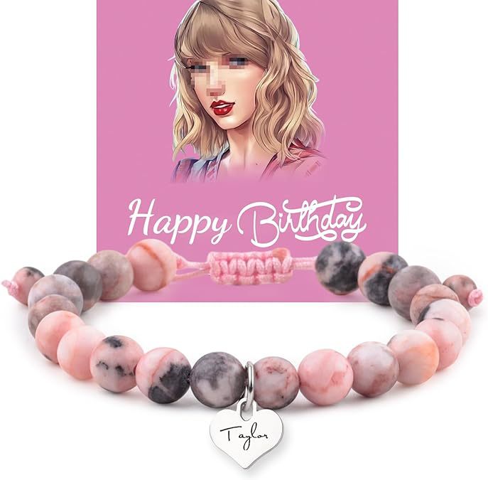 Taylor Birthday Party Music Festival Peach Heart Natural Bracelets