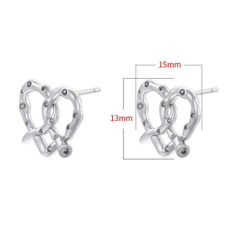 Temperament Entry Lux Alkaline Knot Love Heart French Earrings