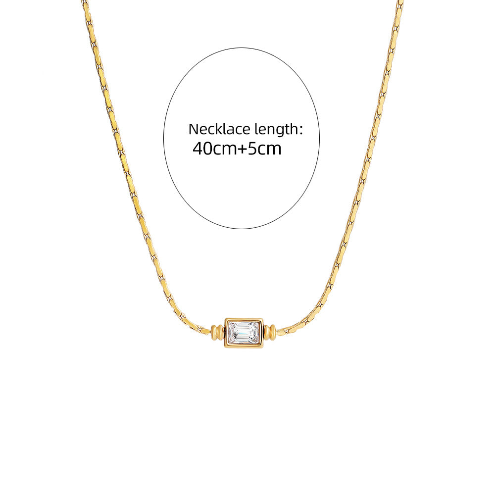 Hitches Woven Chain Transparent Square Zircon Necklaces