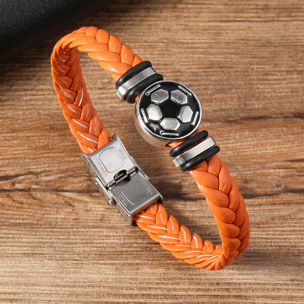 Men's Snap Joint Alloy Football Leather Team Bracelets