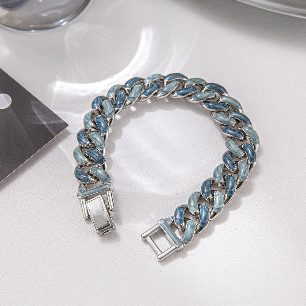 Women's & Men's Luxury Fashion Sky Blue Cuban Personality Bracelets