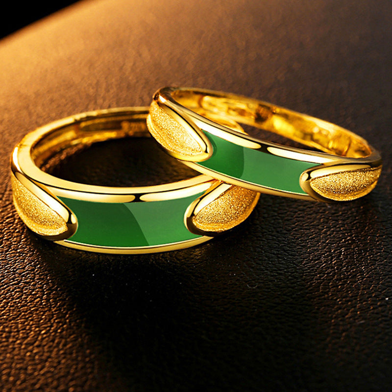 Mouth Inlaid Couple Pair For End Adjustable Rings