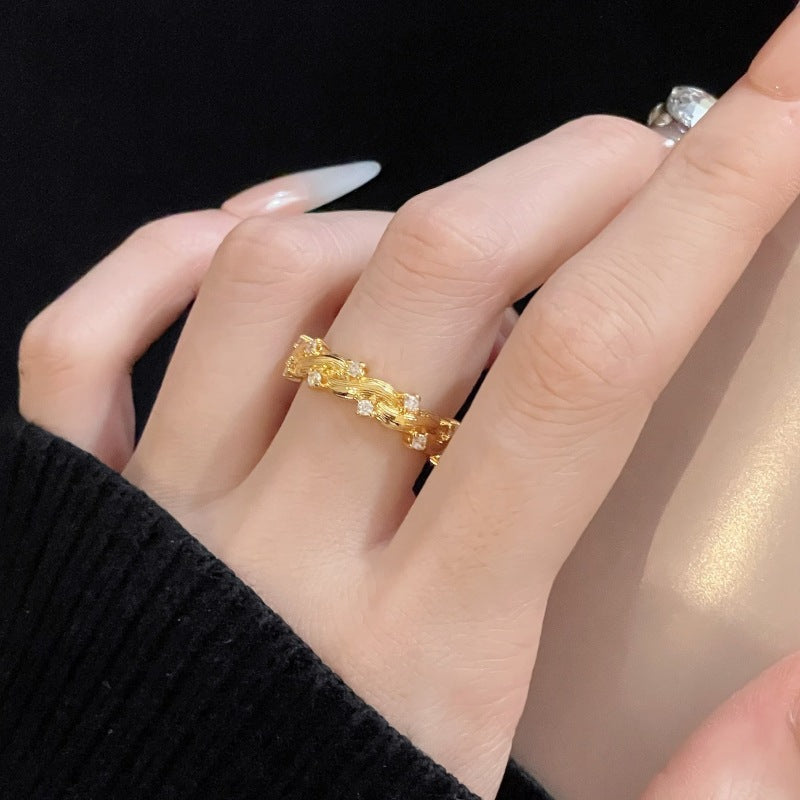 Twist Weave Ancient Brushed Open Personality Rings