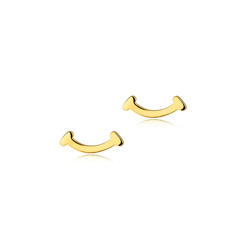 Sterling Sier Smile Female Temperament Smiley Tide Ear Stud Earrings