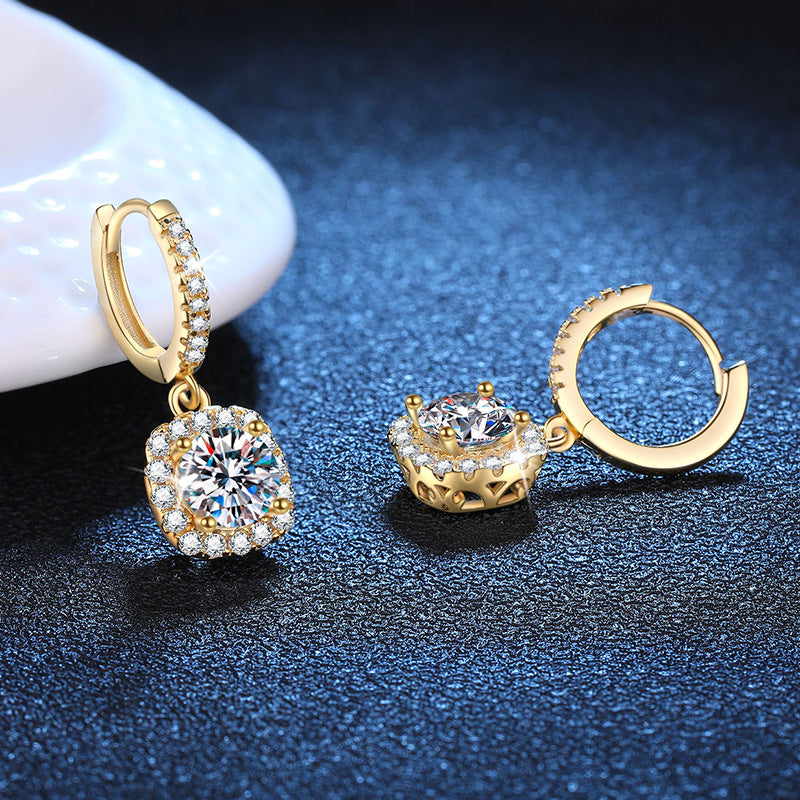 Elegant Moissanite Sier Female Classic Square Rings