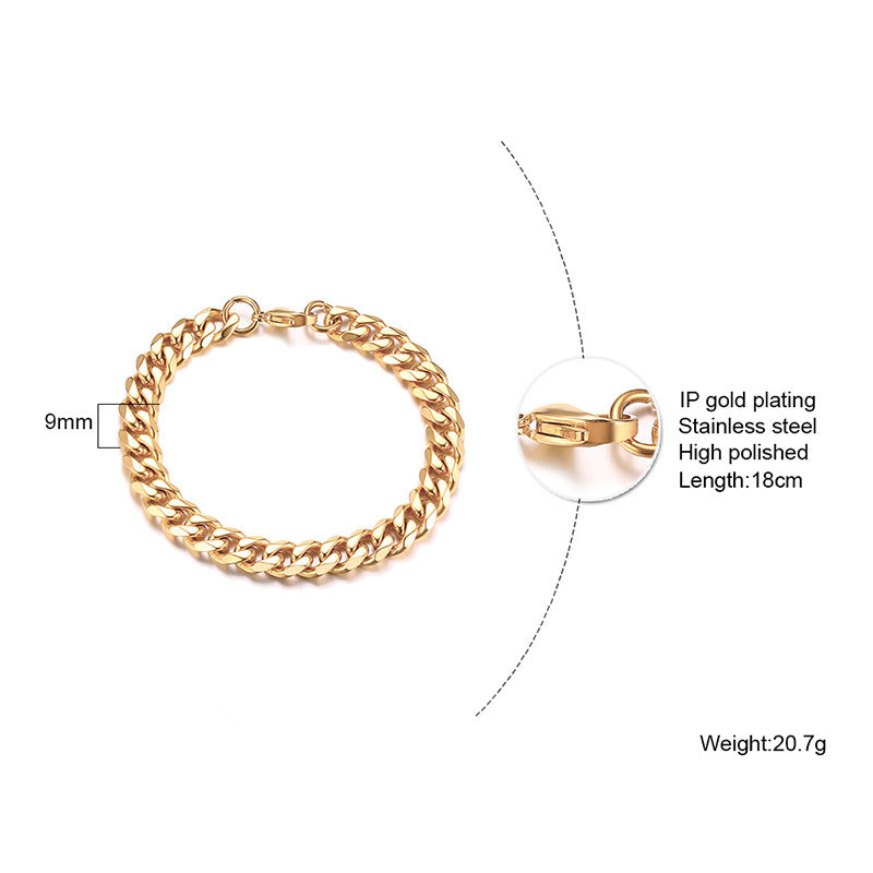 Stainless Steel Gold Thick Female Stylish Bracelets