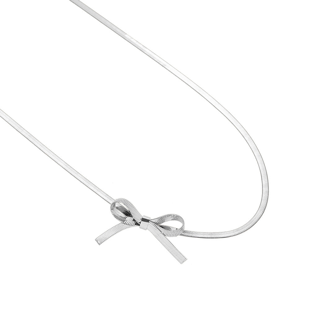 Summer Bow Snake Bone Fresh Titanium Necklaces