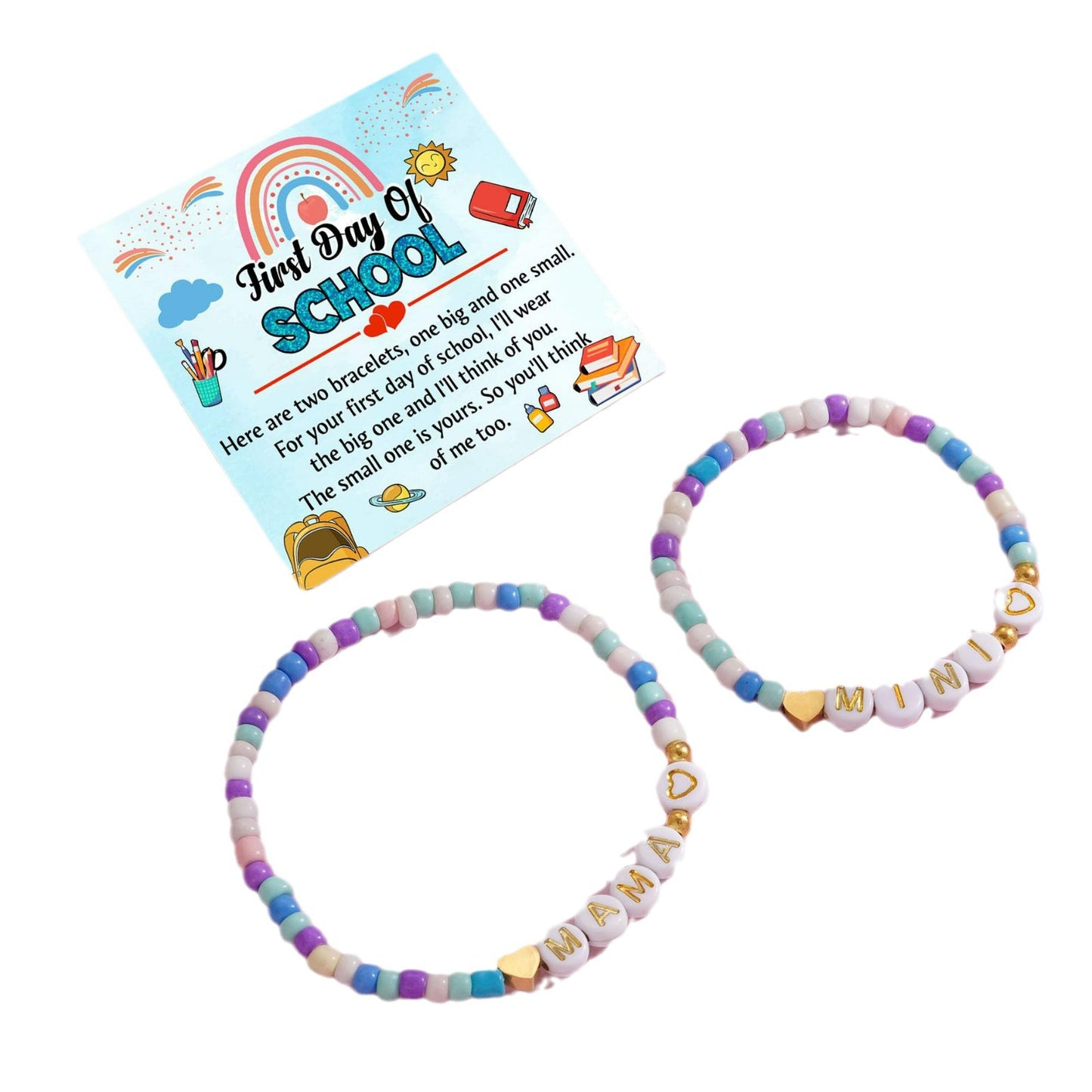 Colorful Bead Mother Daughter Golden Set Love Bracelets