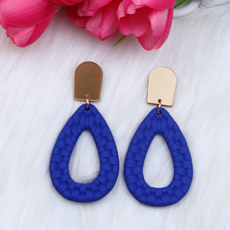 Women's Woven Pattern Drop-shaped Hollow Ear Acrylic Earrings