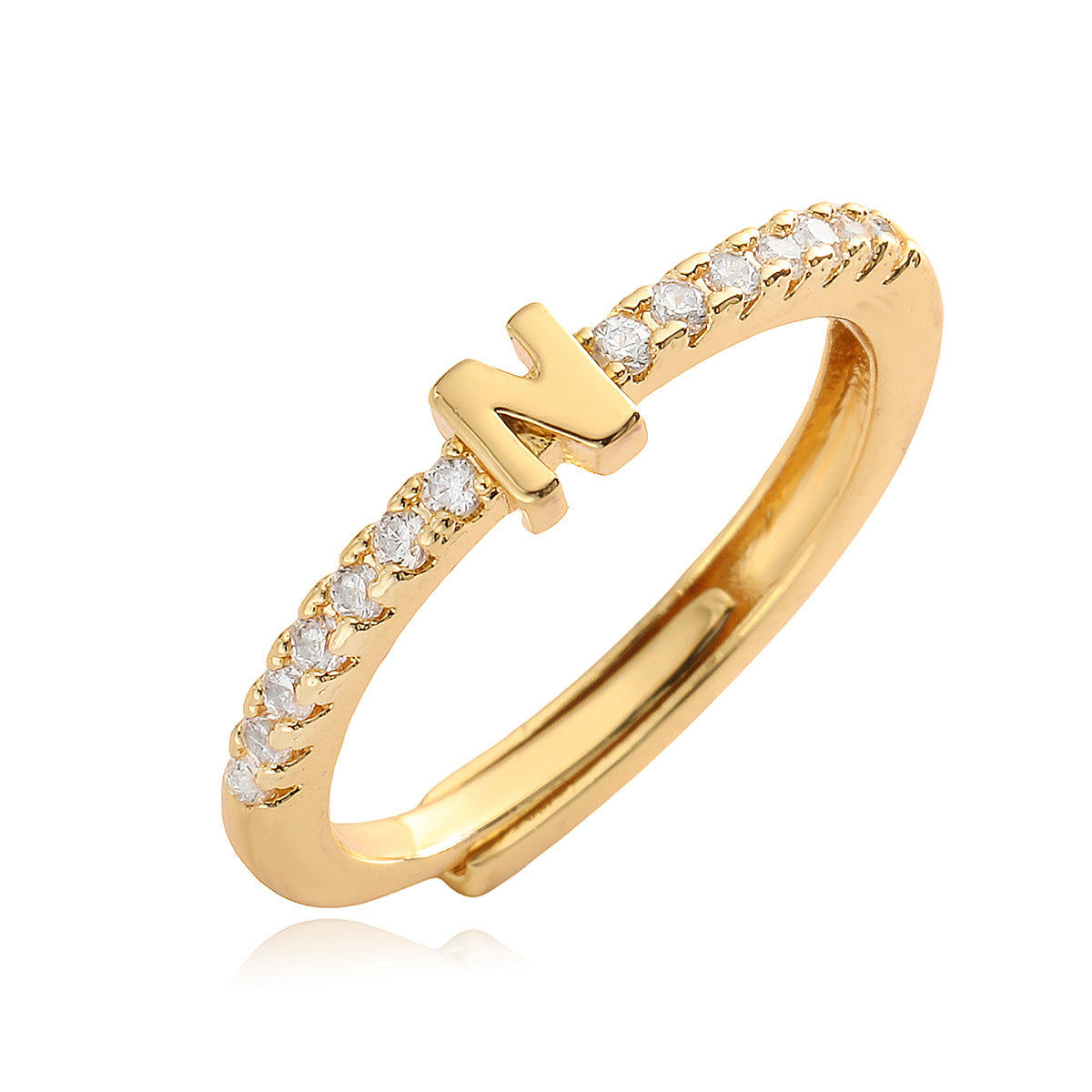 Simple Light Luxury Gold Zircon English Rings