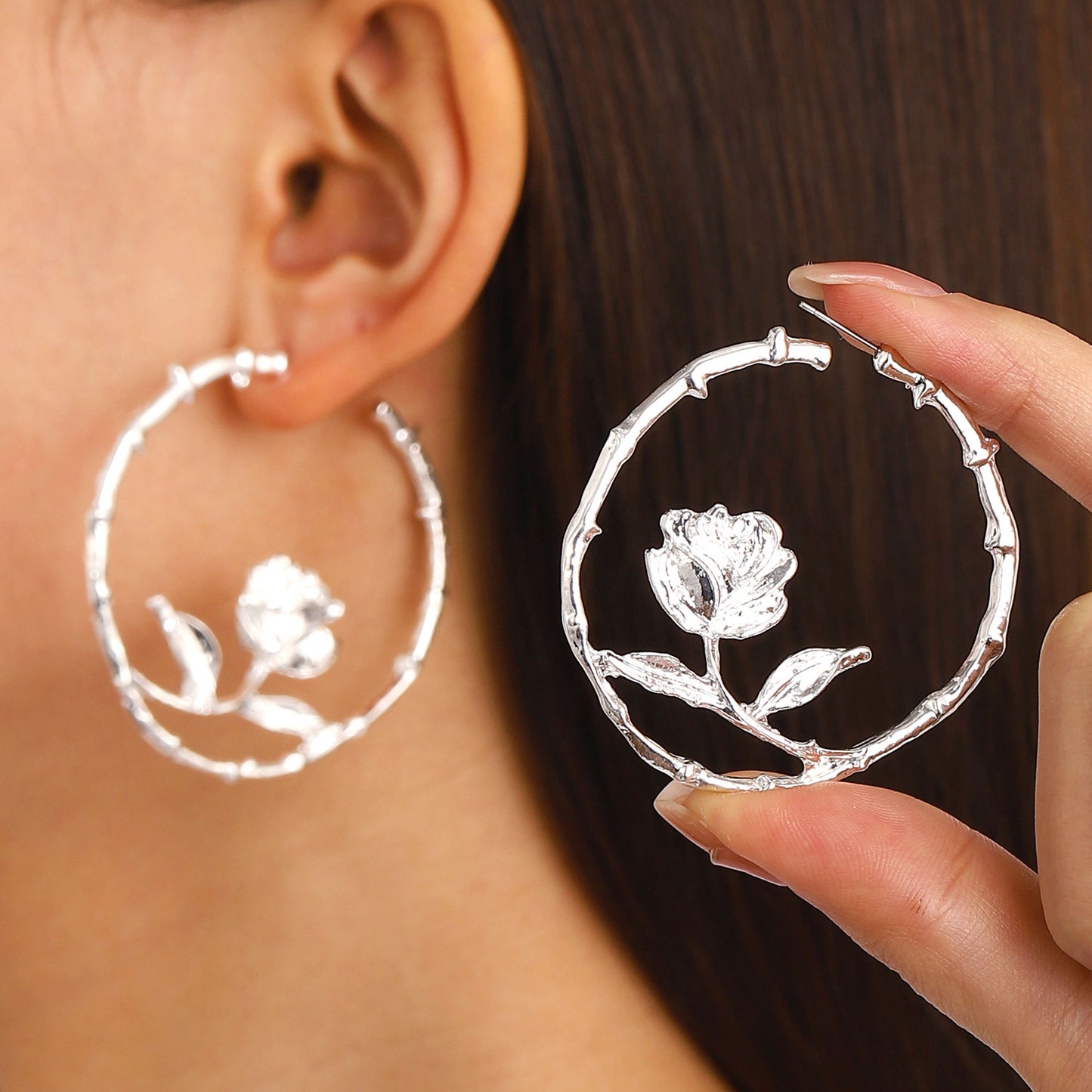 Women's Hoop Elegant Alloy Rose Shaped Retro Earrings