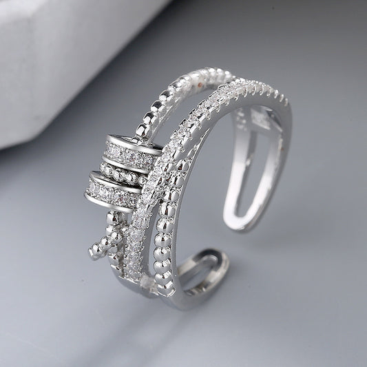 Comes Female Personality Double Layer Zircon Rings