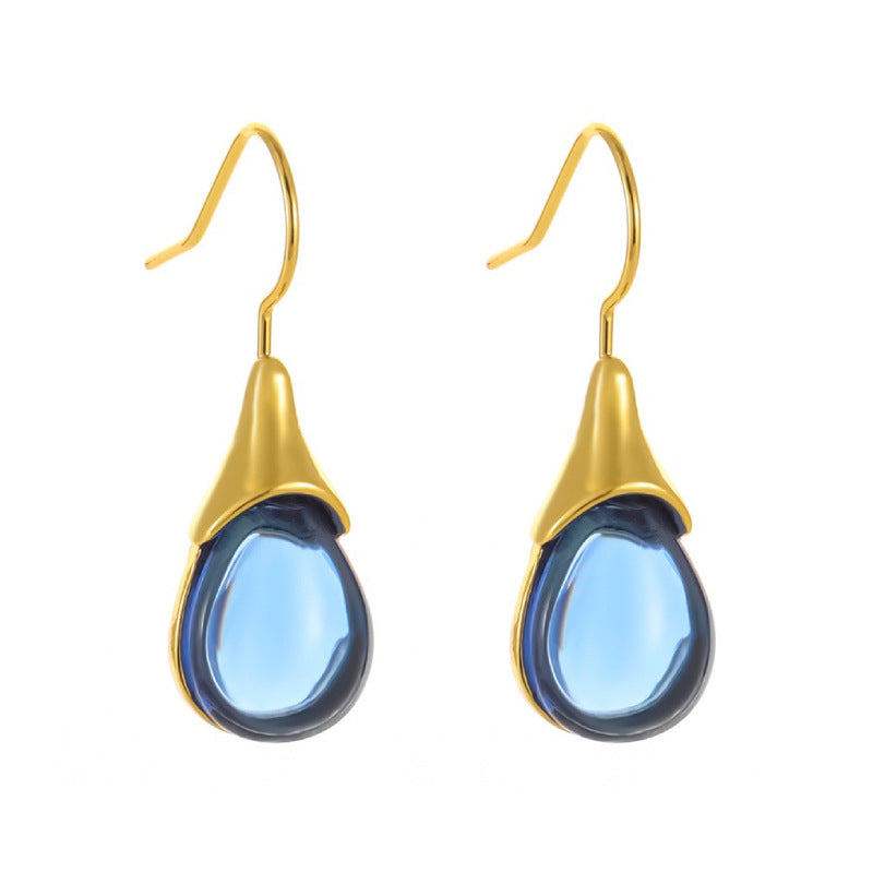 Imitation Cat's Eye Four-color Simple Jewel Earrings