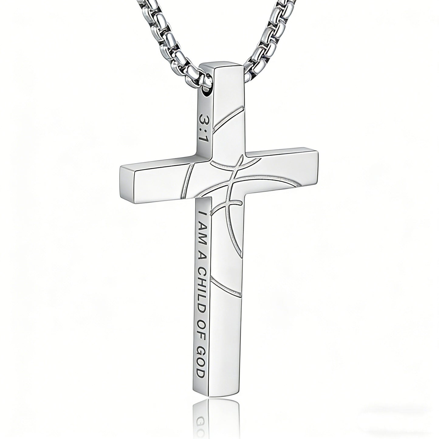 Men's Basketball Cross Double-sided Lettering Inspirational Scripture Personalized Necklace