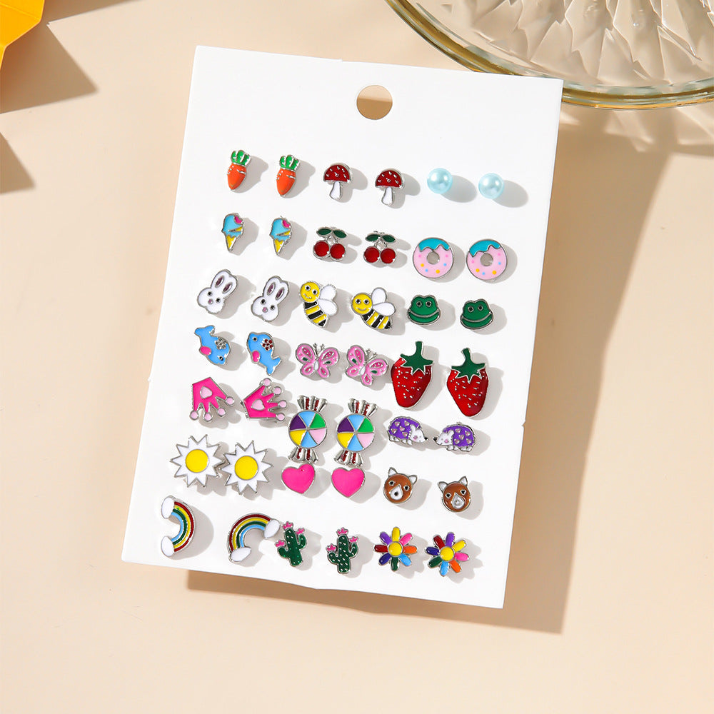 Wild Animal Fruit Combination Suit Female Earrings