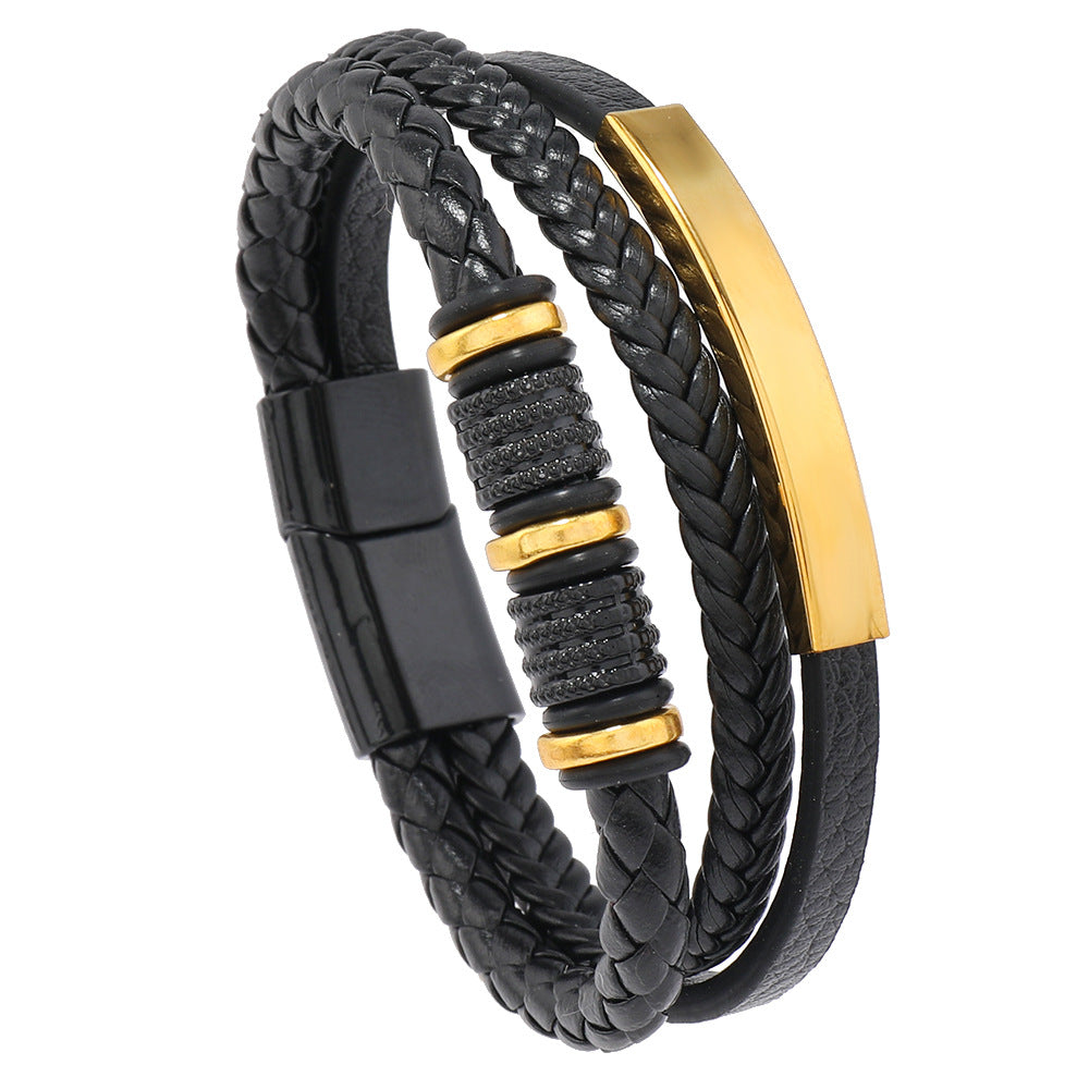 Men's Woven Hand Strap Personality Magnetic Snap Bracelets