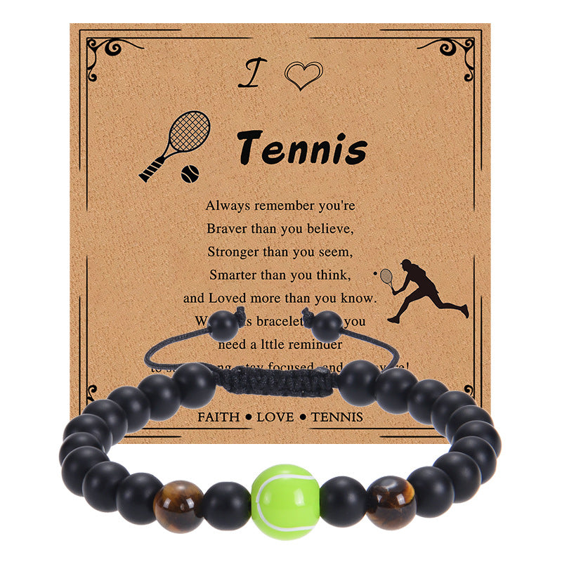 Beaded Black Frosted Football Tennis Basketball Bracelets