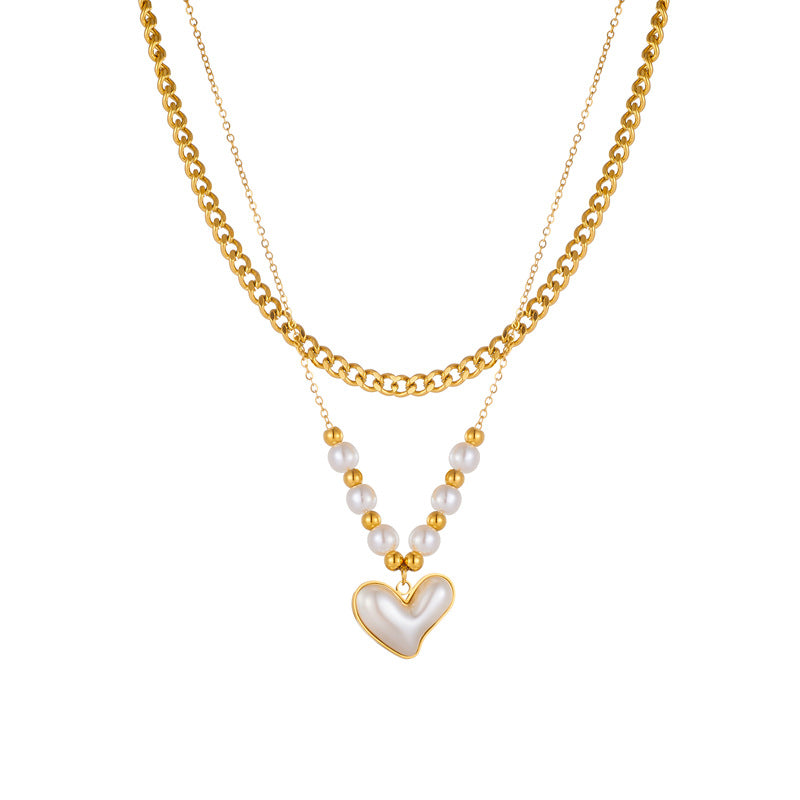 Retro Inlaid Pearl Heart Cross Eyes Pendants