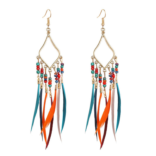 Slender Feather Tassel Ear Hook Personality Rings