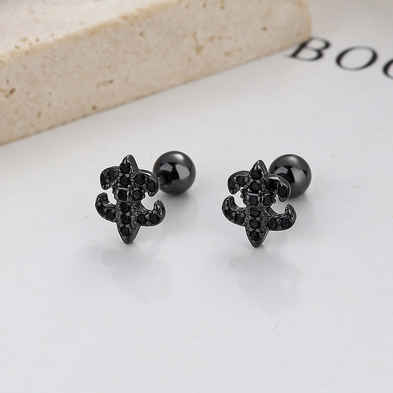 Style Personality Boat Anchor Black Thread Earrings