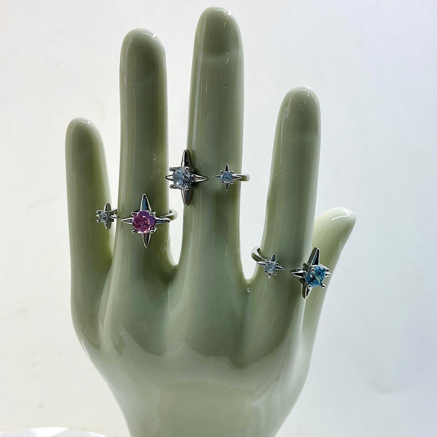 Stars Female Open High Sense Asterism Shining Zircon Dopamine Colored Ring