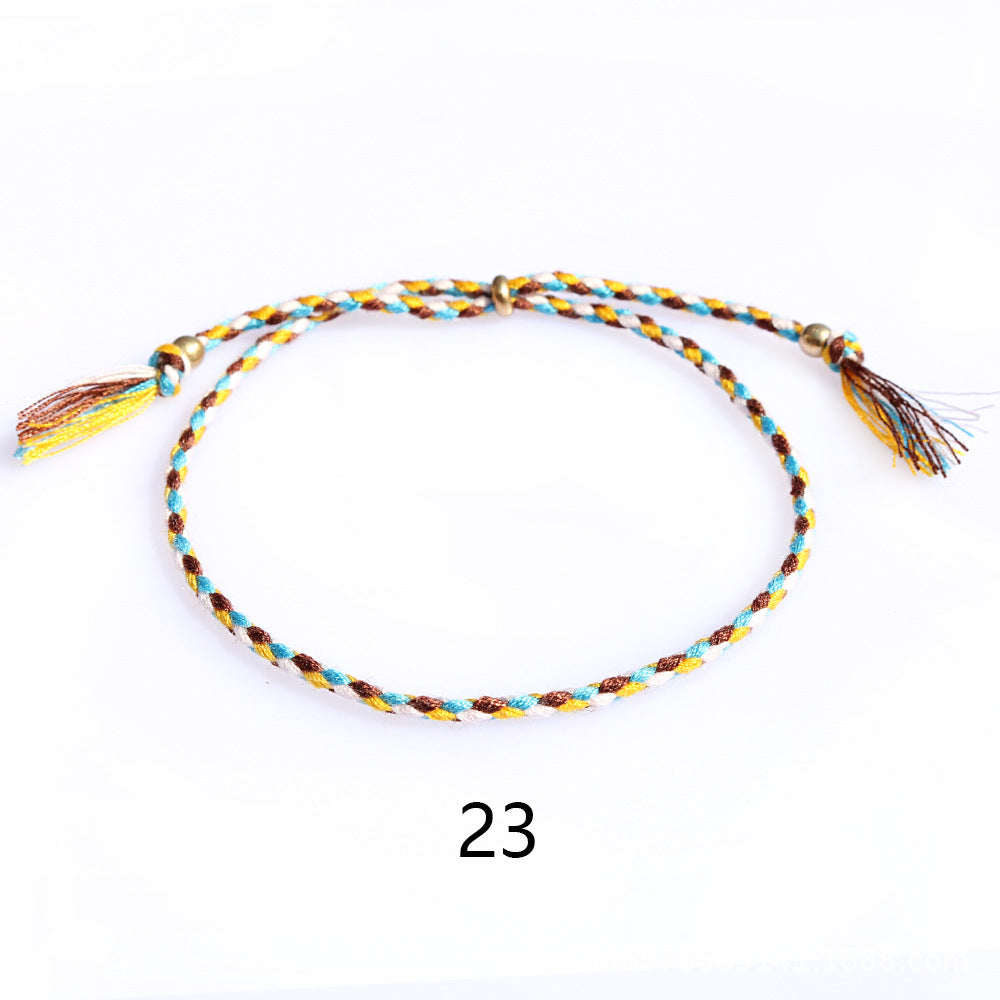 Women's & Men's Colorful Cotton String Friendship Copper Bead Bracelets