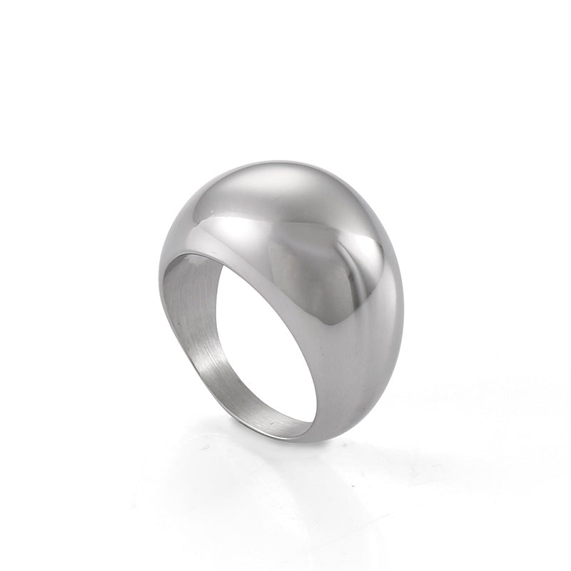 Women's & Men's Arc Top Large Glossy Titanium Steel Rings
