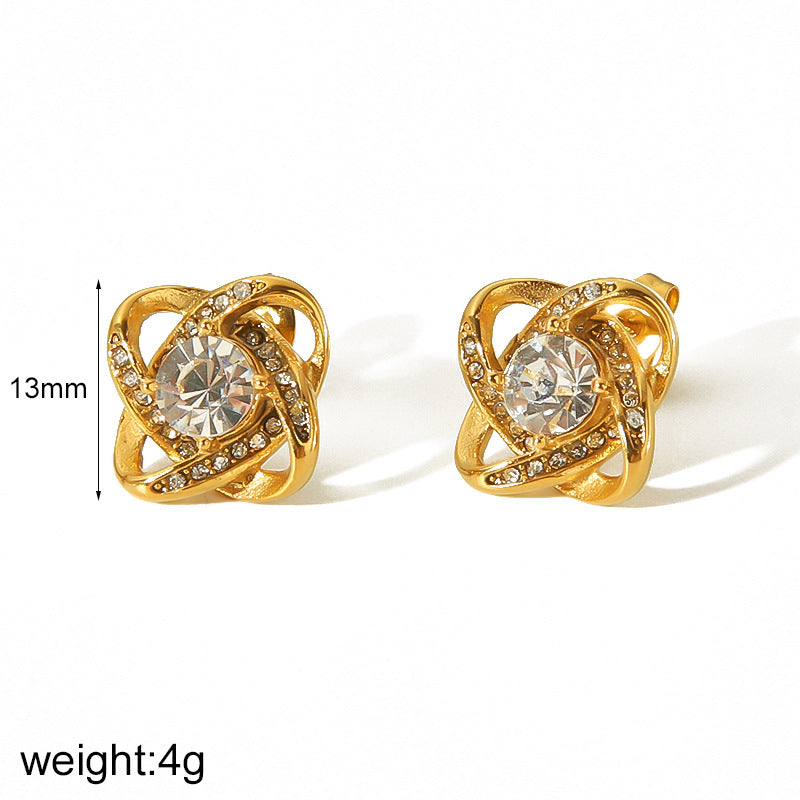 Women's Niche Design Diamond Gold Stainless Steel Do Earrings