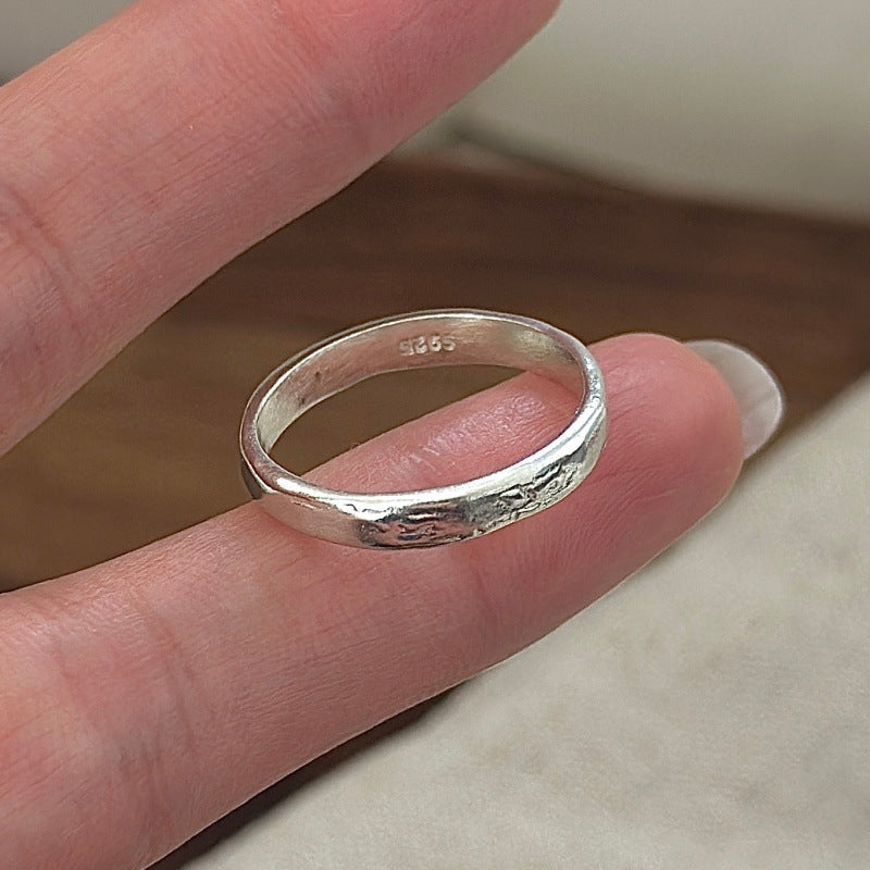 Sier Korean Style Niche Design Retro Simple Ring