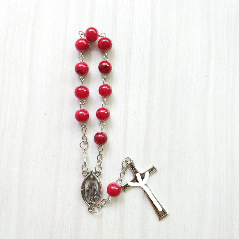 Small Glass Pattern Bead Cross Beads Bracelet