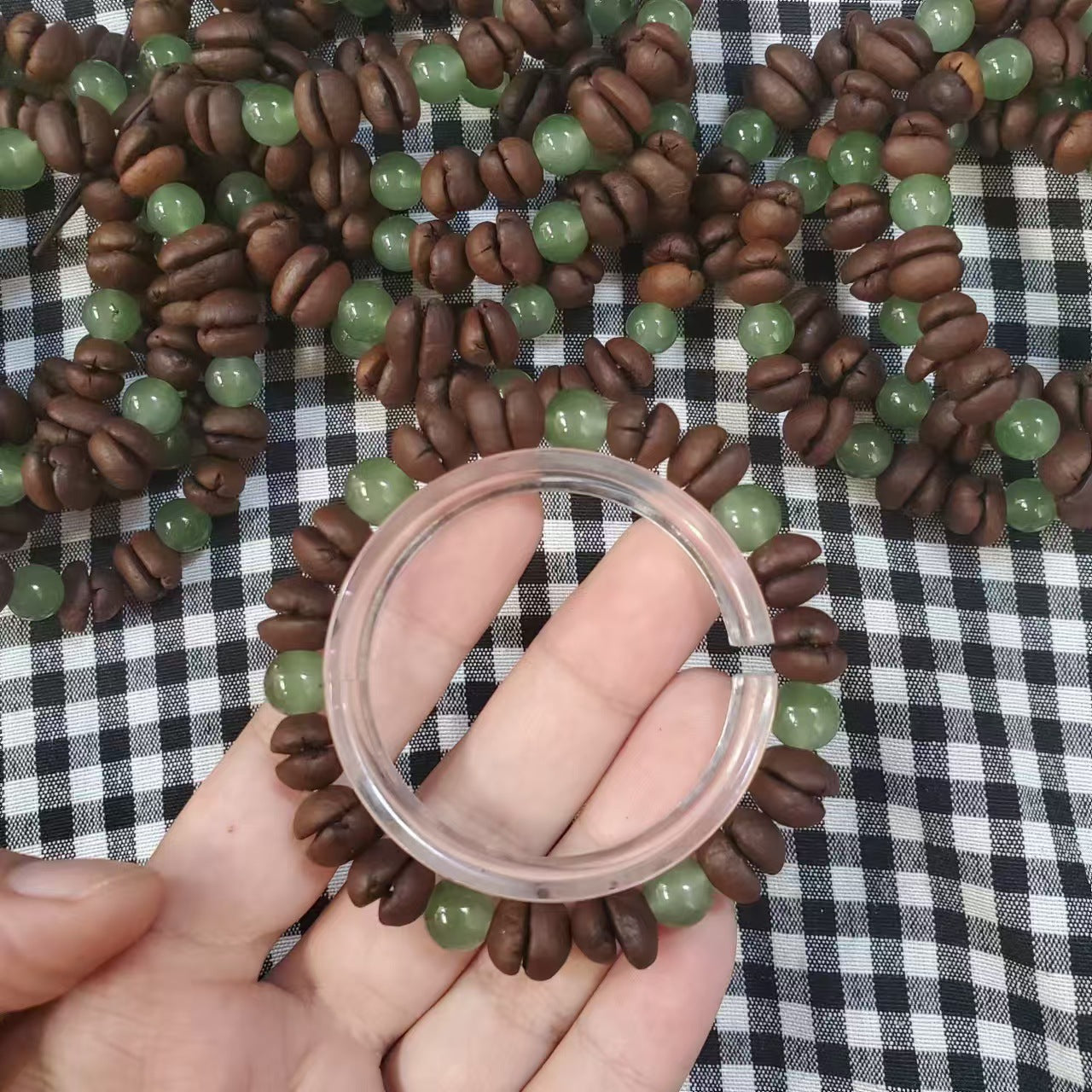 Coffee Bean Ebony Kitten Head Passion Fruit Seed Bracelets