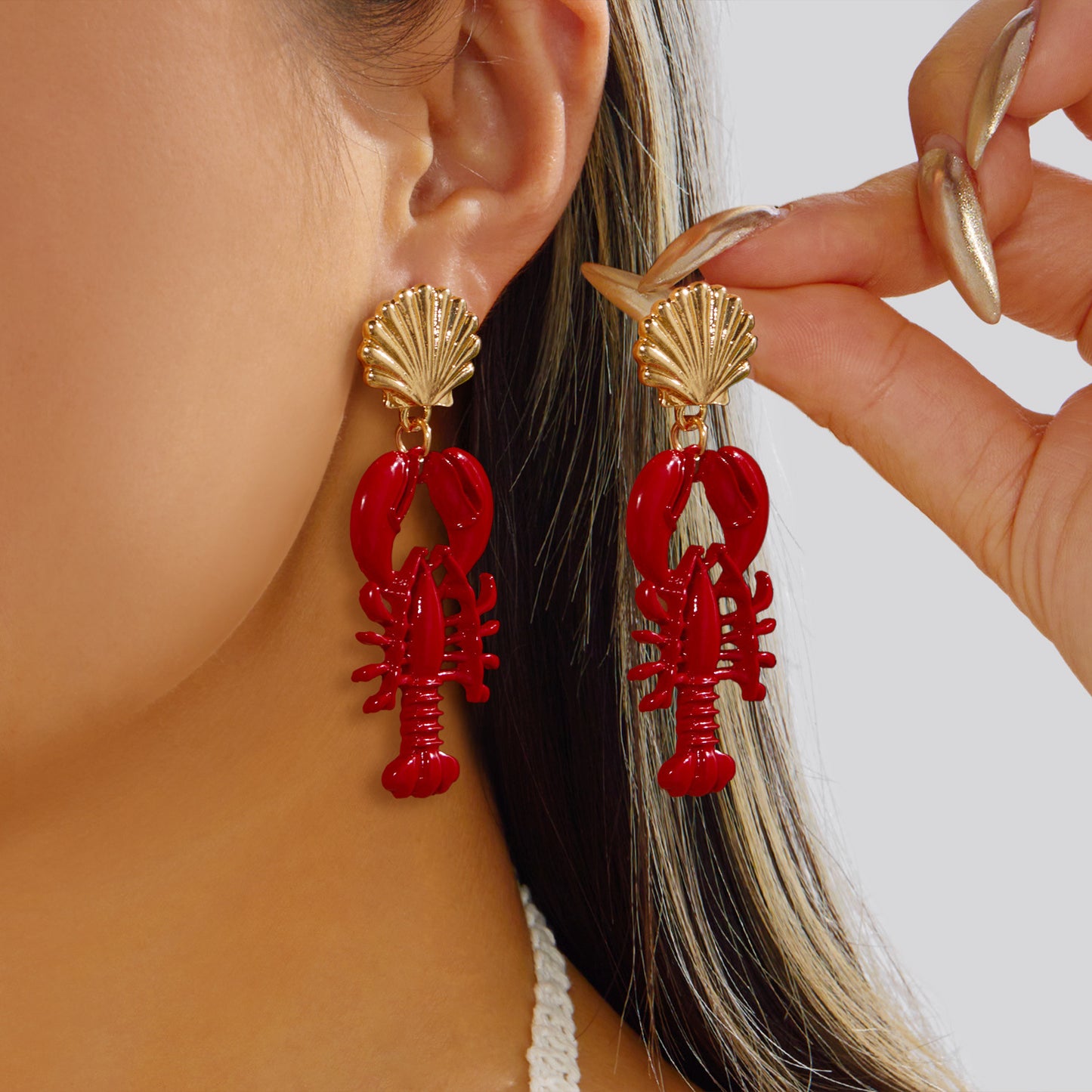 Exaggerated Lobster Personalized Trendy Ocean Vacation Earrings