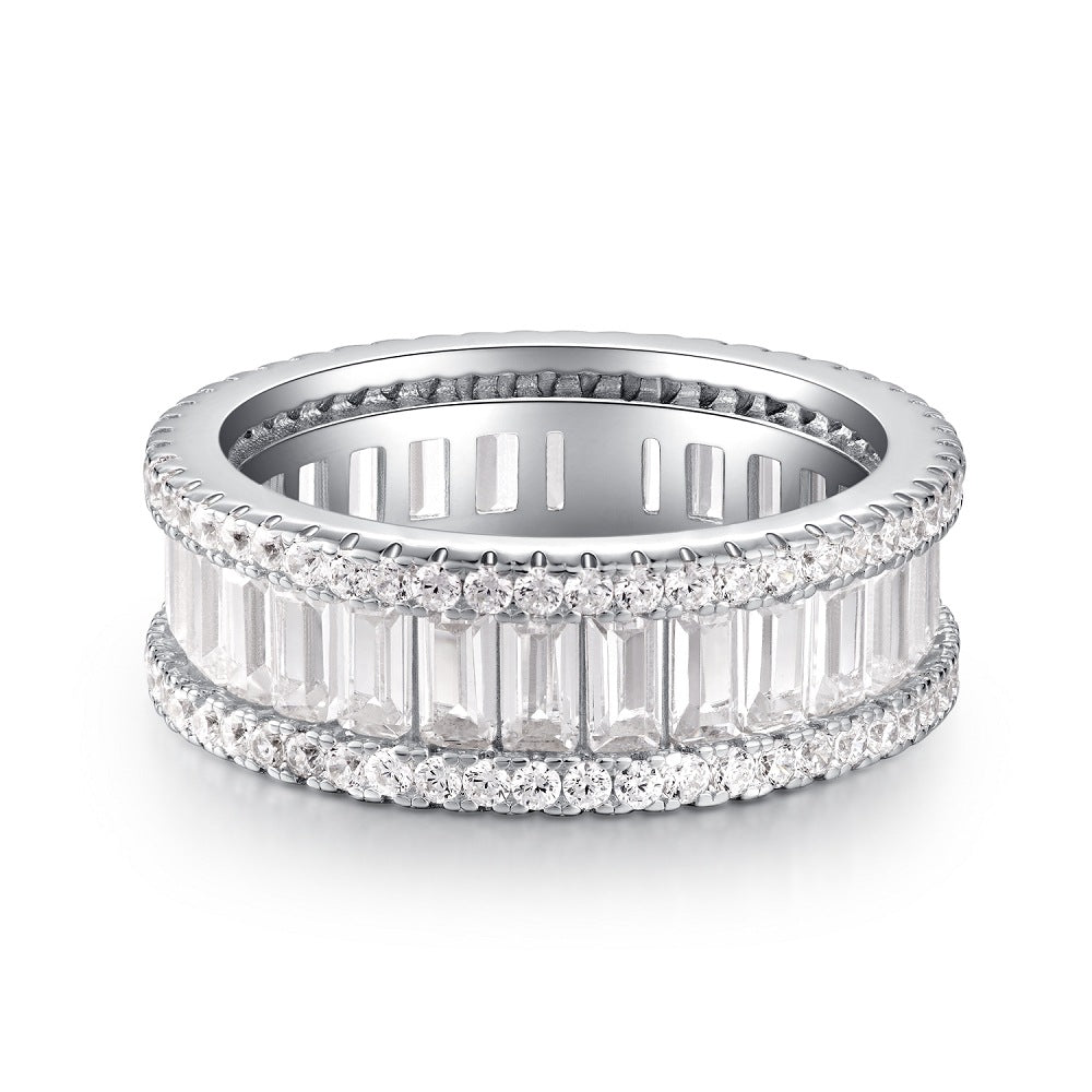 Women's & Men's Sterling Sier Diamond Stackable Zircon Full Rings