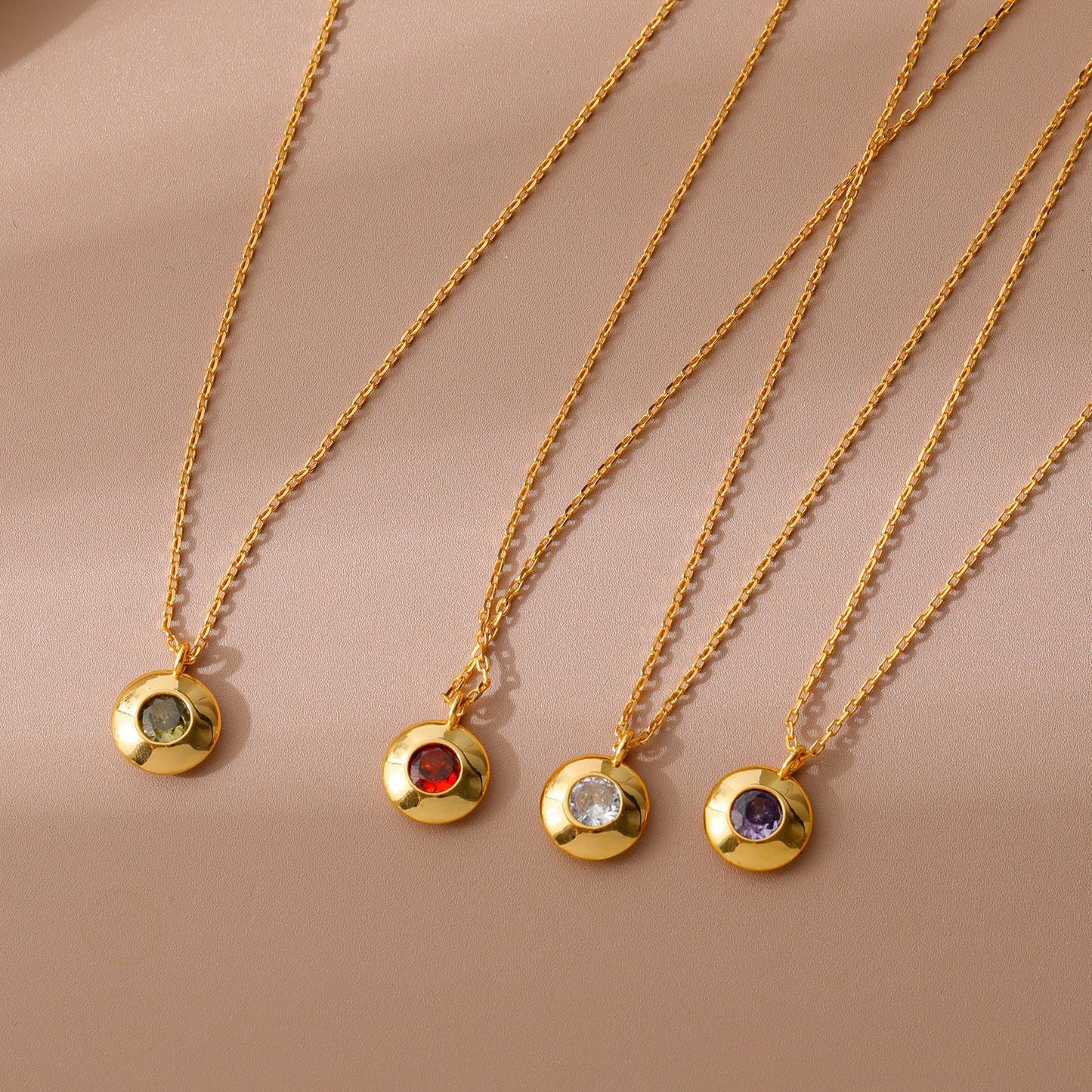 Birth Birthstone Zircon Clavicle Color Retaining Necklaces