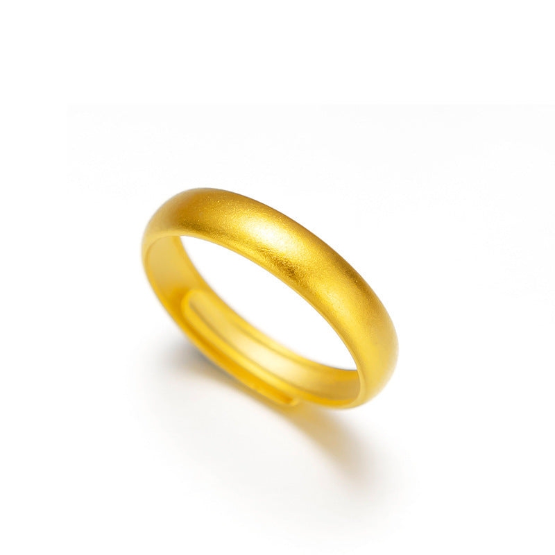 Women's & Men's Alluvial Gold Ancient Style Simple Frosted Rings